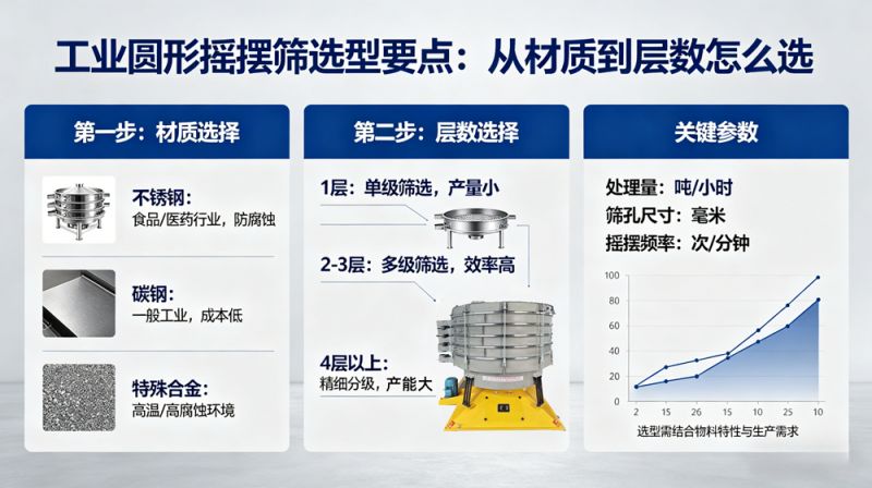 工業(yè)圓形搖擺篩選型要點(diǎn)：從材質(zhì)到層數(shù)怎么選