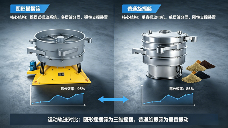 圓形搖擺篩與普通旋振篩：核心結(jié)構(gòu)與篩分效率的深度區(qū)別