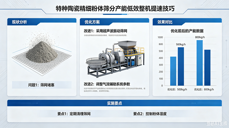 特種陶瓷精細(xì)粉體篩分產(chǎn)能低效整機(jī)提速技巧
