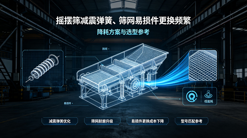 搖擺篩減震彈簧、篩網(wǎng)易損件更換頻繁降耗方案與選型參考