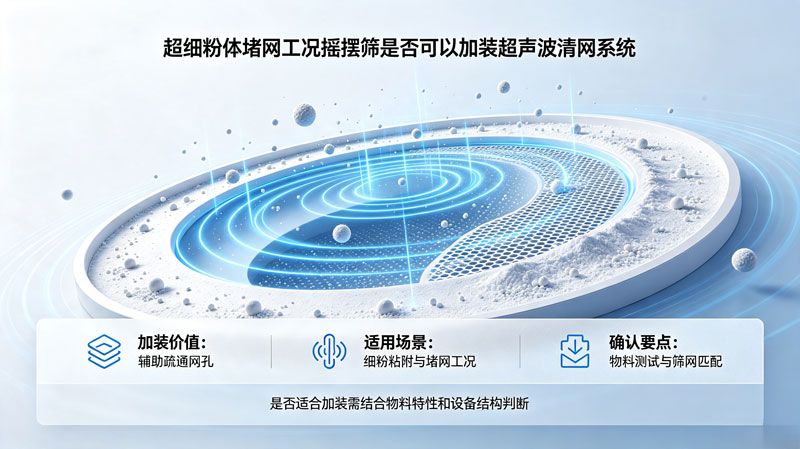 超細(xì)粉體堵網(wǎng)工況，搖擺篩是否可以加裝超聲波清網(wǎng)系統(tǒng)